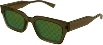 Gucci Sunglasses, male, Green, Size: 53 MM Rectangular Sunglasses