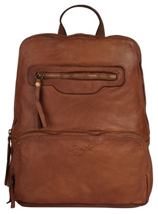 Samantha Look Cityrucksack SAMANTHA LOOK, Damen, Gr. B/H/T: 36cm x 26cm x 13cm, onesize, braun (cognac), Leder, Rindsleder, leicht gl&auml;nzend, unifarben, Rucks&auml;cke Ci