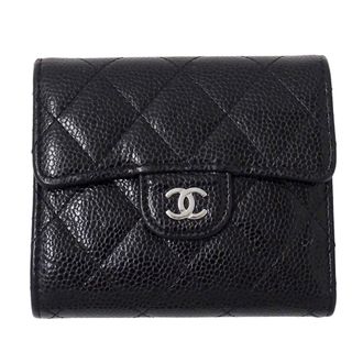 Chanel Black Grained Calfskin Wallet (Bi-Fold) (Pre-Owned)