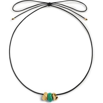 Monica Vinader Antica Gemstone Cord Necklace in 18K Gold Vermeil/Green Adv at Nordstrom