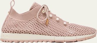 Jimmy Choo London Veles Knit Pearly Lace-Up Sneakers