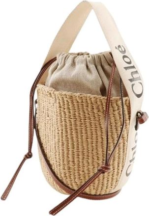 Chlo&eacute; Pre-owned Bucket Bags, female, Beige, Size: ONE SIZE Pre-owned Woody Small Bucket Calf Fair Trade Paper 2way Bag