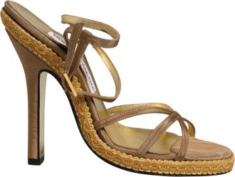 Dolce & Gabbana Brown Braided Ankle Strap Heels Sandals Womens Shoes (Pre-Owned)