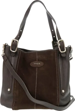 Tod's Brown Suede Leather Shoulder Bag Tote Bag (Pre-Owned)