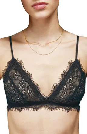Anine Bing Eyelash Lace Bralette in Black at Nordstrom, Size X-Large