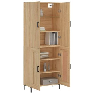 Berkfield Home Highboard Sonoma Oak 69.5x34x180 cm Engineered Wood in Light Tan