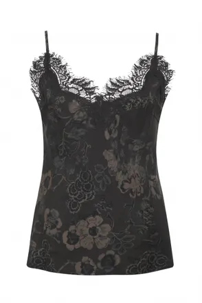 Gold Hawk Womens Lace Trim Silk Camisole In Grey Botanical