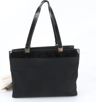 Gucci Black Leather Nylon Handbag Shoulder Bag Tote Bag (Pre-Owned)