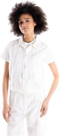 Brand Unique Bianca Mouwloze Gilet - Dames - Zomerjassen - Wit - XS - Katoen - Jassen
