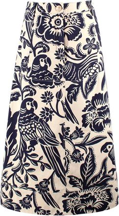 Johanna Ortiz Blue and Cream Floral Print Skirt Size XXS