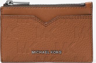 Michael Kors Hudson Logo Embossed Leather Card Case