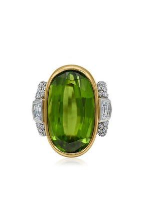 Fred Leighton Peridot & Diamond Cocktail Ring in Yellow Gold at Nordstrom, Size 6.75