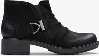 Clarks Womens Hearth Clara Black Nubuck Boots - Size UK 4.5