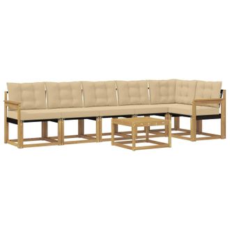 vidaXL Conjunto De Sof&aacute;s De Exterior Con Coj&iacute;n 7 Pcs Y Beige Vidaxl