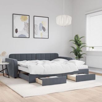 vidaXL Vidaxl - Sof&aacute; Cama Nido Con Cajones Terciopelo Gris Oscuro 90x200 Cm