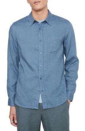 Vince Linen Button-Up Shirt in Night Blue at Nordstrom Rack, Size Xx-Large