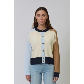 Central Park West Chloe Colorblock Cardigan in Blue Multi at Nordstrom, Size X-Small