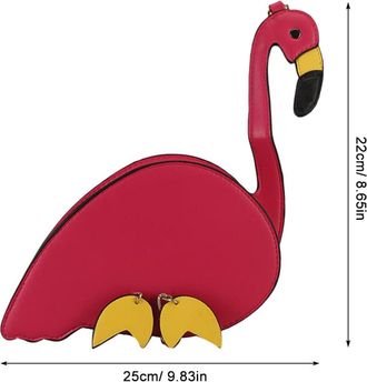 Yarnow Womens Flamingo PU Crossbody Bag Pink Cartoon Shoulder Bag Creative Single Storage Handbag for Casual Outings