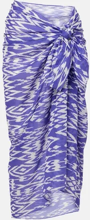 Eres Weather printed cotton beach cover-up