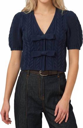 525 america Alexander Bow Cardigan In Dark Blue