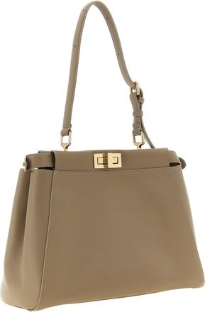 Fendi Calfskin Leather Shoulder Bag - Gray