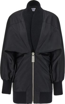 Off-white Minijurk met pofmouwen en rits - Dames - Korte kleedjes - Zwart - S - Polyester - Kleedjes