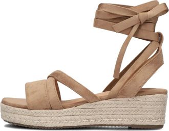 Omoda Schoenen, Dames, Beige, 39 EU, Su&egrave;de, Beige Su&egrave;de Espadrilles met Enkelband