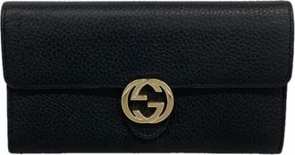 Gucci Black Leather Long Wallet (Bi-Fold) (Pre-Owned)