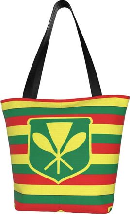 AOOEDM Kanaka Maoli Native Hawaiian Flag Reusable Tote Bag Women Casual Handbag Shoulder Bags for Shopping Groceries Travel Outdoors