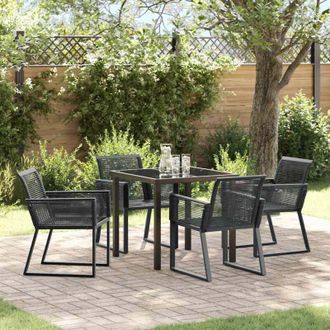 vidaXL Conjunto De Comedor De Jard&iacute;n 5 Pcs Negro Polirat&aacute;n Vidaxl