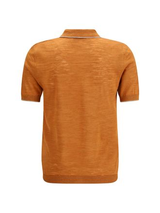 Brooksfield Linen-Blend Polo - Orange