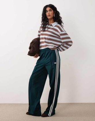 adidas Originals Firebird - Pantaloni sportivi ampi blu ottanio e bianco sporco