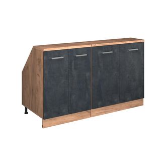 Vicco Conjunto De Armarios Para Techo Inclinado Rion, Hormig&oacute;n Negro, 140 Cm Lote De 2 Carcasas De Armario 60 Cm De Profundidad, Vicco