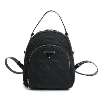 Prada Black Nylon Leather Backpack (Pre-Owned)