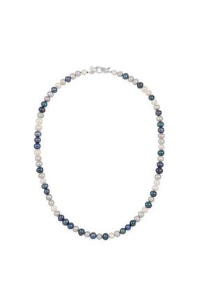 Dower & Hall Mens Mixed Freshwater Pearl Necklace in Sterling Silver at Nordstrom, Size 20