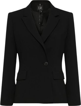 Marella Double-Breasted Zwarte Blazer - Dames - Blazers - Zwart - XL - Leer - Jassen