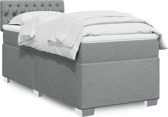 vidaXL Cama Box Spring Con Colch&oacute;n Tela Gris Claro 80x200 Cm Vidaxl