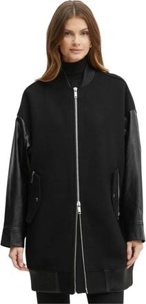 Michael Kors Oversized Bomberjack van gemengde materialen - Dames - Bomber jackets - Zwart - L - Katoen - Jassen