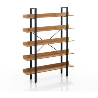 Oresteluchetta Libreria a muro industrial in acciaio e legno Kyle 5 Evo