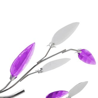Berkfield Home Purple&White Ceiling Lamp Acrylic Crystal Leaf Arms for 5 E14 Bulbs