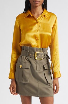 L'agence Tyler Silk Blouse in Golden Spice at Nordstrom, Size Xx-Large