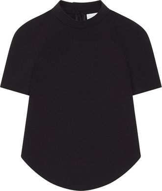 Courr&egrave;ges Black Solid Mock Collar Top