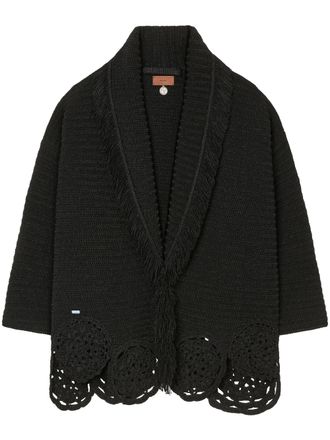 Alanui Textured Knit Cardigan with Fringe and Crochet Detail