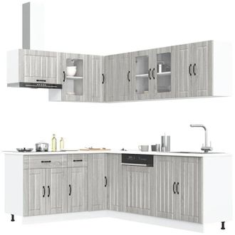 vidaXL Vidaxl - Mueble Cocina Lucca Sonoma Gris 11 Pzas Madera Contrachapada