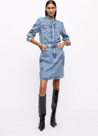 Ganni Blue Denim Skirt - Size 10/12 Organic Cotton