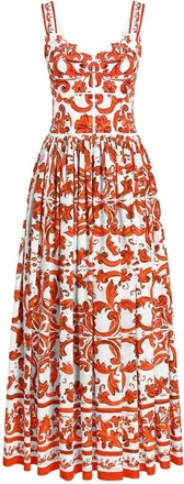 Dolce & Gabbana Majolica-print Long Poplin Dress