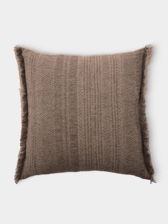 De Le Cuona Kalahari Linen and Wool Fringe-Detail Cushion (19.5in/50cm)