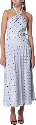 Alessandra Rich Print Halter-Neck Jurk - Dames - Casual kleedjes - Blauw - S - Kleedjes