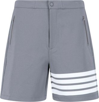 Thom Browne Grey 4-Bar Viscose Blend Straight Shorts