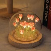 OEM L&aacute;mpara De Noche Diy Con Forma De Tulip&aacute;n - Funciona Con Pilas - Con Cubierta De Cristal - L&aacute;mpara De Mesa Ambiental - Decoraci&oacute;n Para Dormitorio, Hab